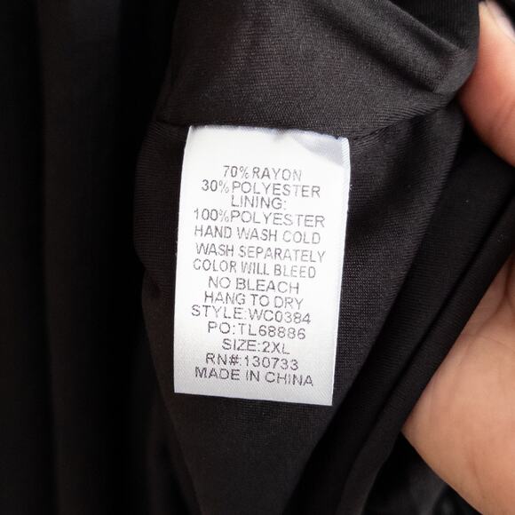 Umgee Plus Boho Embroidered Floral Black Long Tunic, Size 2XL - Picture 7 of 7